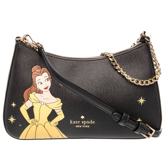 kate spade Handbags - SOLD……..Kate Spade Disney Beauty and the Beast Belle Black Leather Convertible